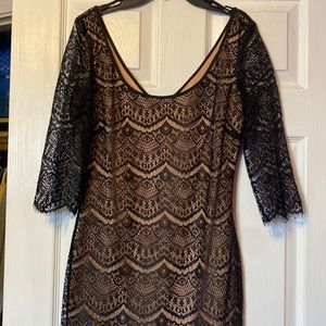 BOGO Guess nude and black lace dress